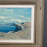 Huile sur panneau par M. Gibert XXe côte rocheuse