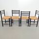 Mid-Century Dining Ladder Chairs with Rush Seats, 1960s, Set of 4