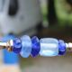 Vintage carving set knife and fork – handles made of blue glass beads