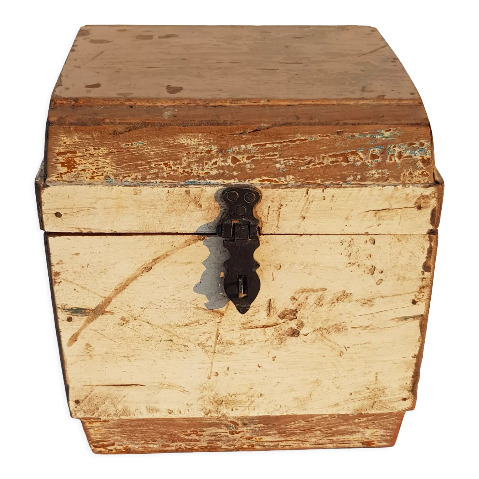 Old teak chest with original unbleached patina