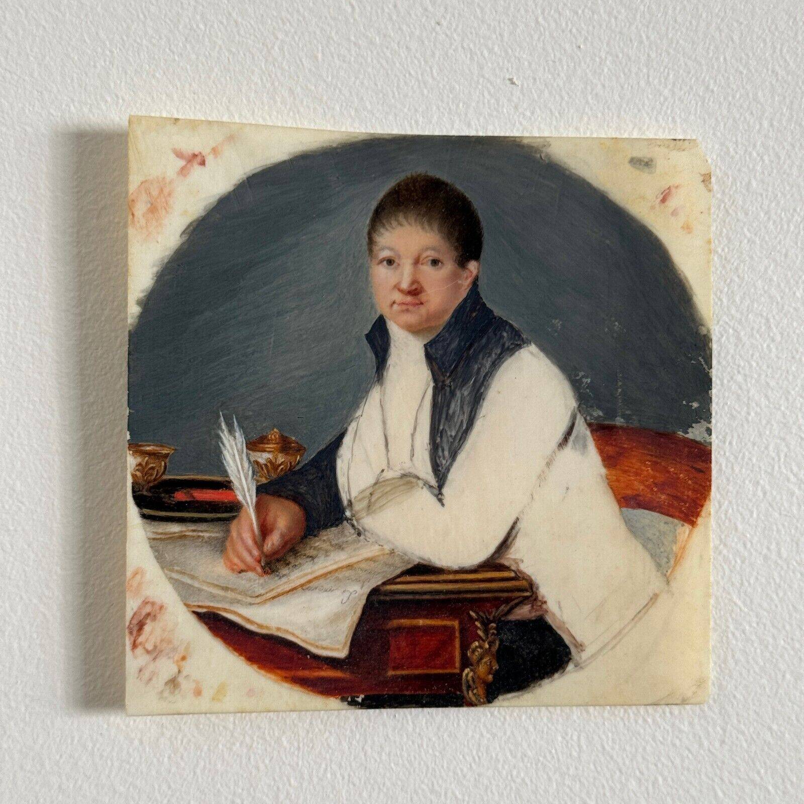 Early 19th century miniature representing a man writing