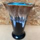 Ancien Vase Style Vallauris Céramique Noir Bleu Beige Vintage