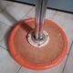 Vintage 70's rotating stool, chrome base, orange imitation leather seat