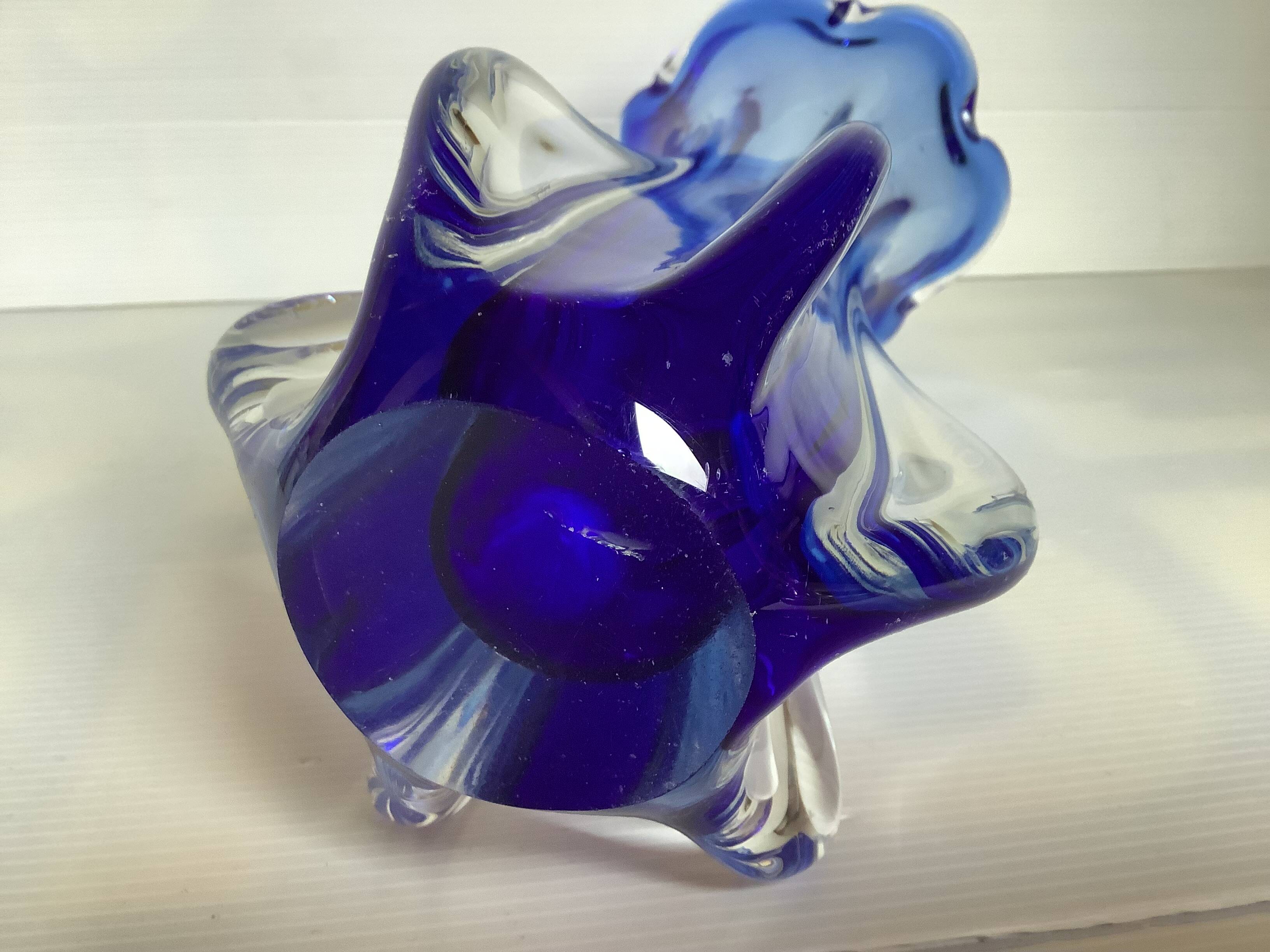 Murano blue corolla vase