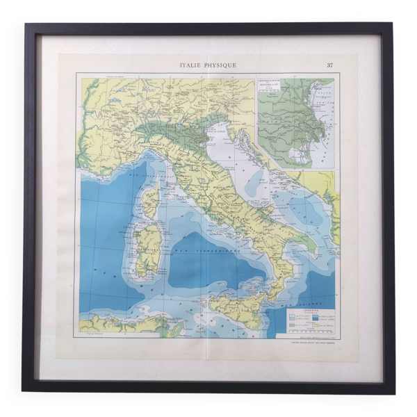 Carte Italie Europe Venise vintage 43x43cm de 1950