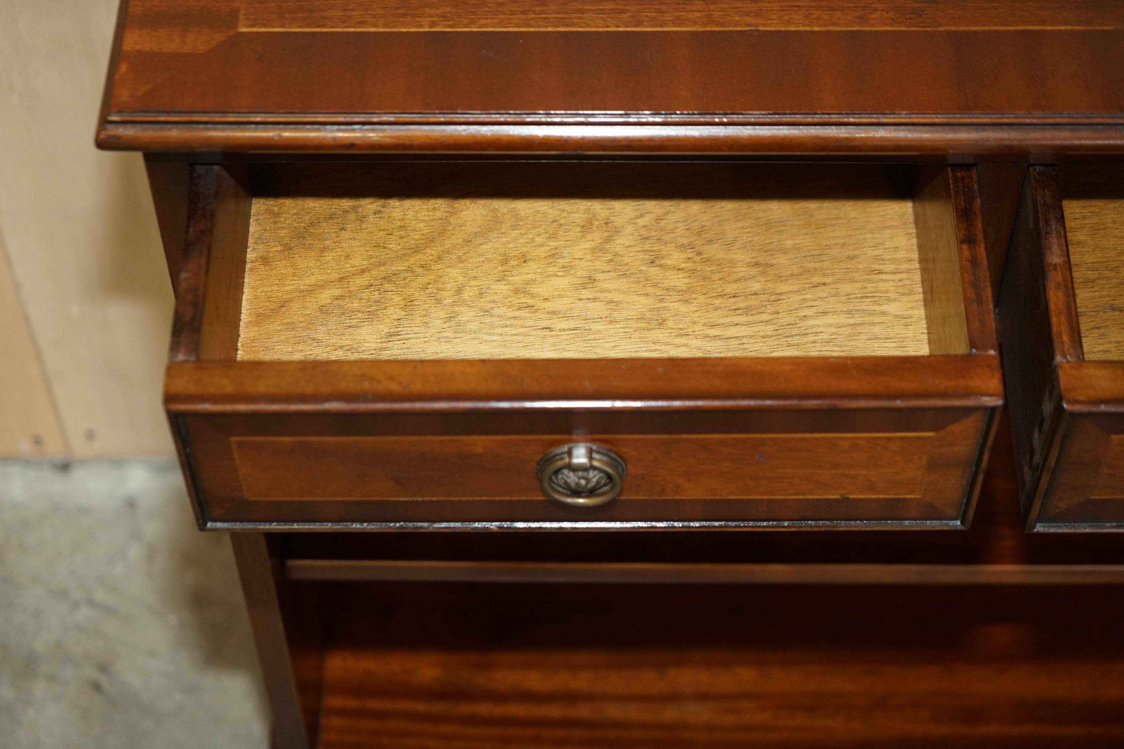 Vintage Low Bevan Funnell Library in Flamed Mahogany with Two Drawers