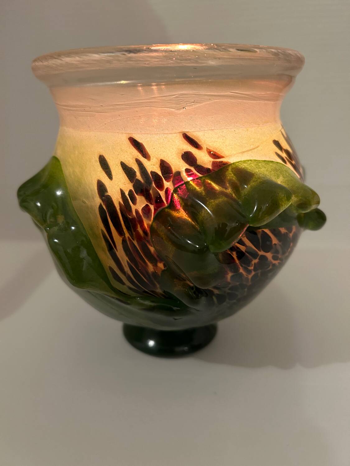 Patrick Lepage blown glass candle holder