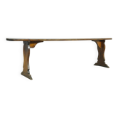 HANDMADE antique wooden French farmhouse bench, 1930s