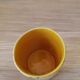 Handmade ceramic coffee cup blue yellow line