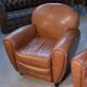 Ensemble 2 fauteuils club en simili cuir camel 1980’s