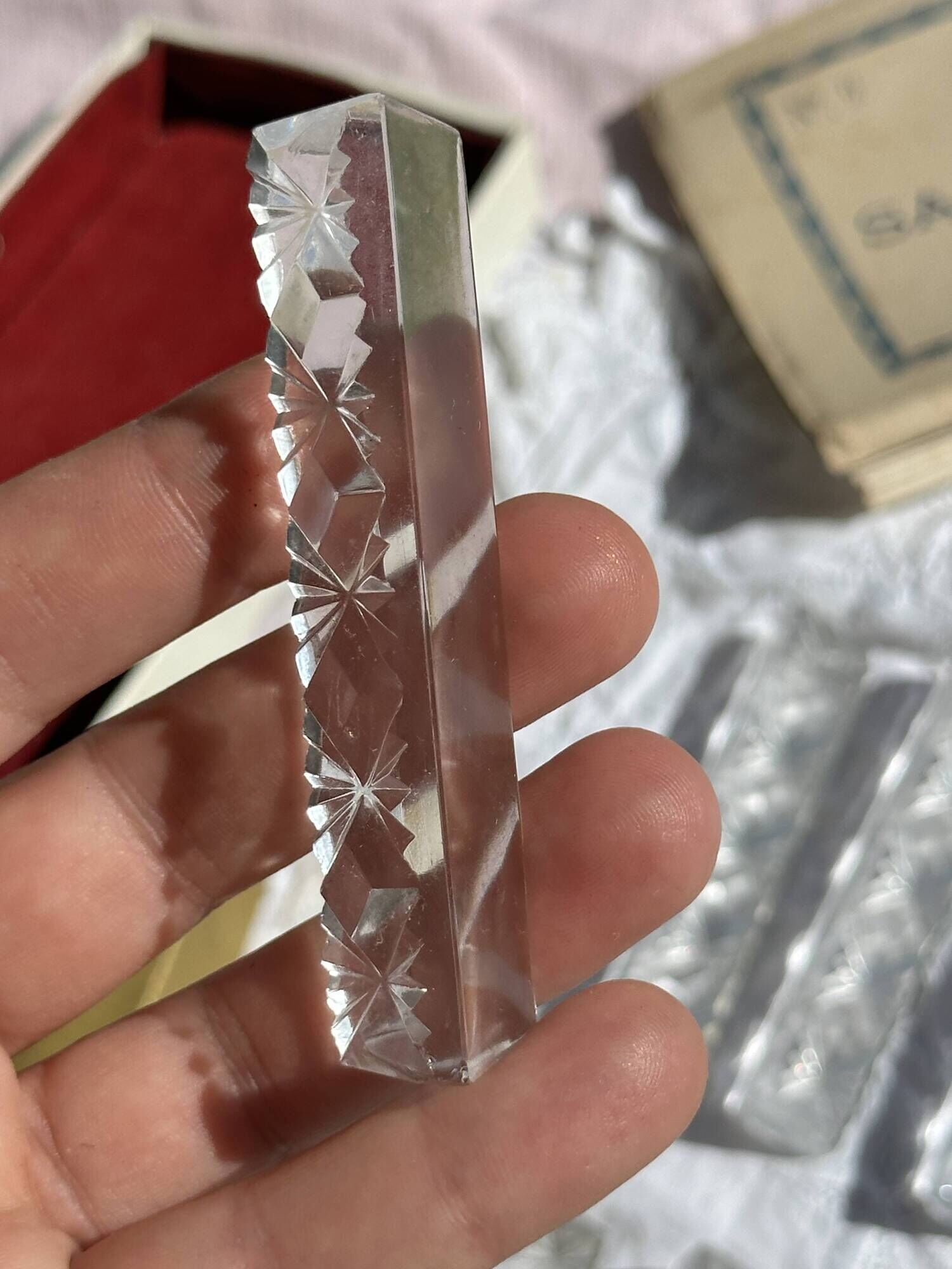 Set of 10 Vintage Cut Crystal Knife Rests // Tableware