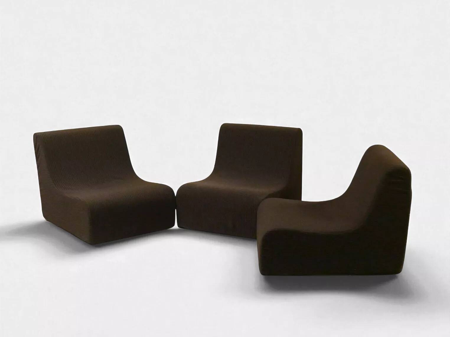 Vintage modular armchairs – Seventies design, brown fabric