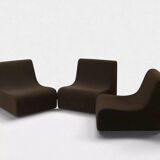 Vintage modular armchairs – Seventies design, brown fabric