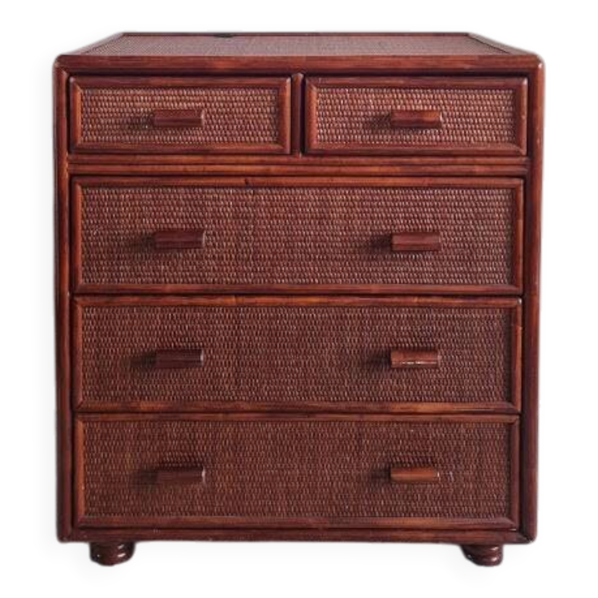 Vintage rattan chest of drawers circa 1960s