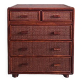 Vintage rattan chest of drawers circa 1960s
