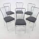 Set of Six Italian Chrome and Bouclé Dining Chairs, 1970s