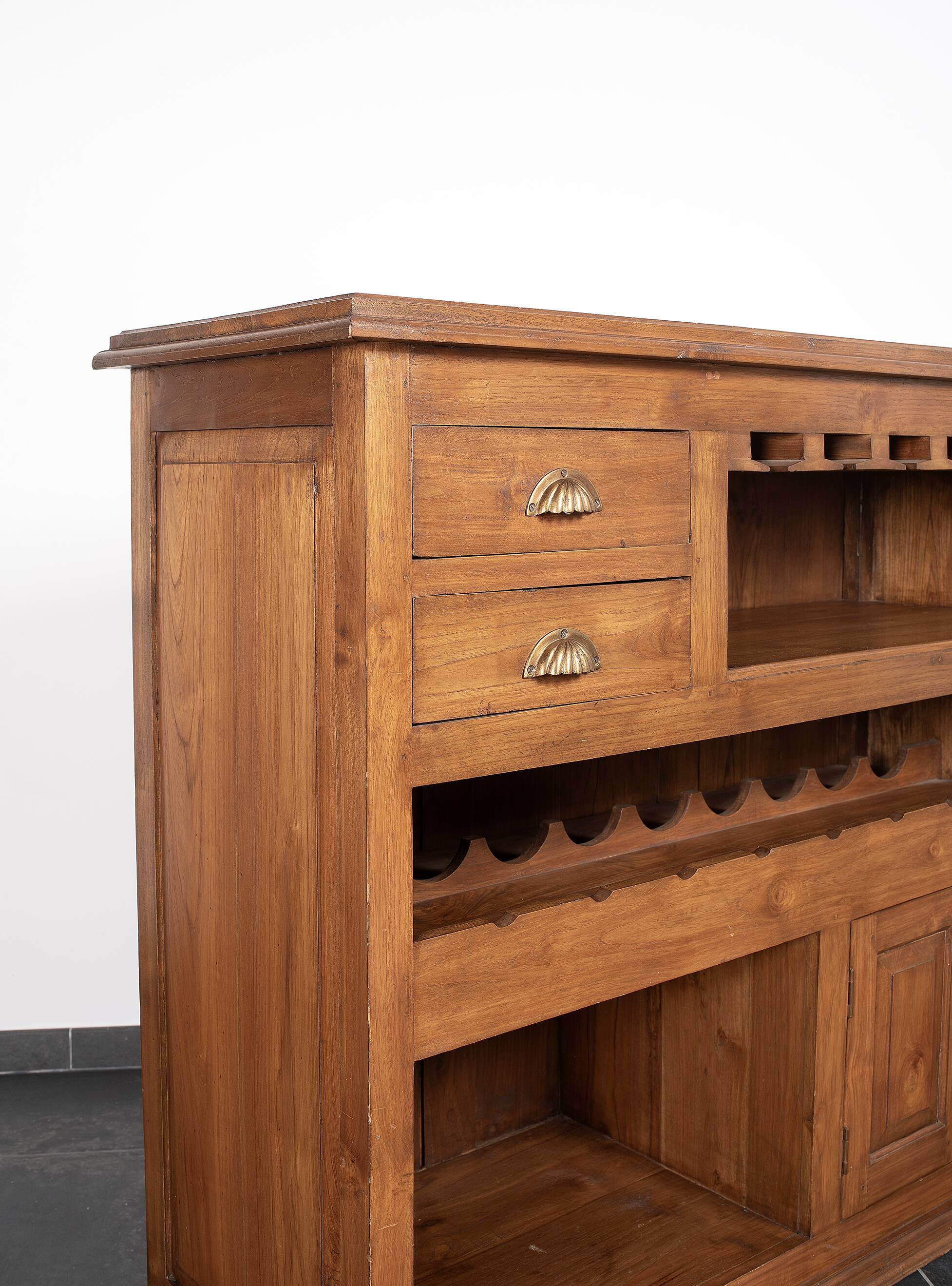 Vintage bar cabinet, bottle rack, with drawers