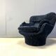 Blue velvet lounge chair 'Karate' by Michel Cadestin, France 1970s
