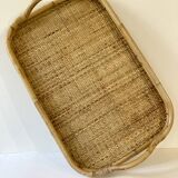 Vintage service tray in bamboo and rattan