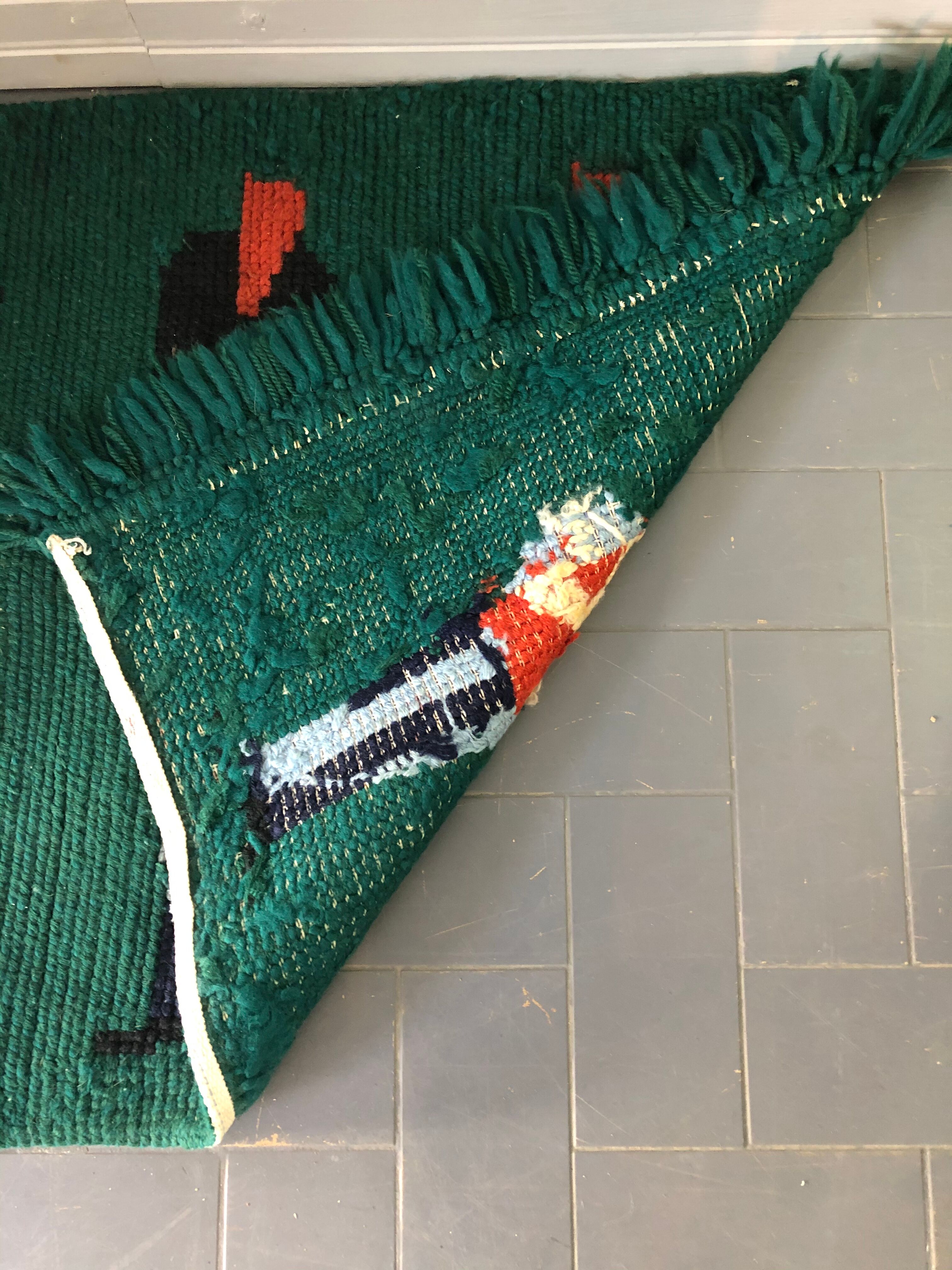 Vintage wool rug for children