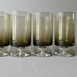 6 large glasses with bubble base, smoked glass, 1960s