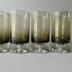 6 large glasses with bubble base, smoked glass, 1960s
