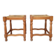 Paire de Tabourets Vintage Rustiques  Hêtre et Paille 1970 1980