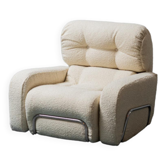 Fauteuil bouclé tubulaire métal 70s vintage