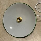 Vintage hanging green and white enamelled in-style old indus farm 25 cm