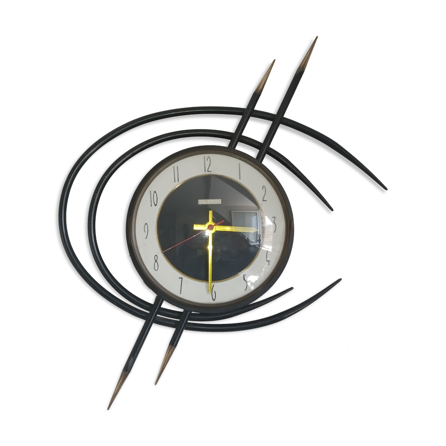 Vintage Bayard iron and brass clock 1960