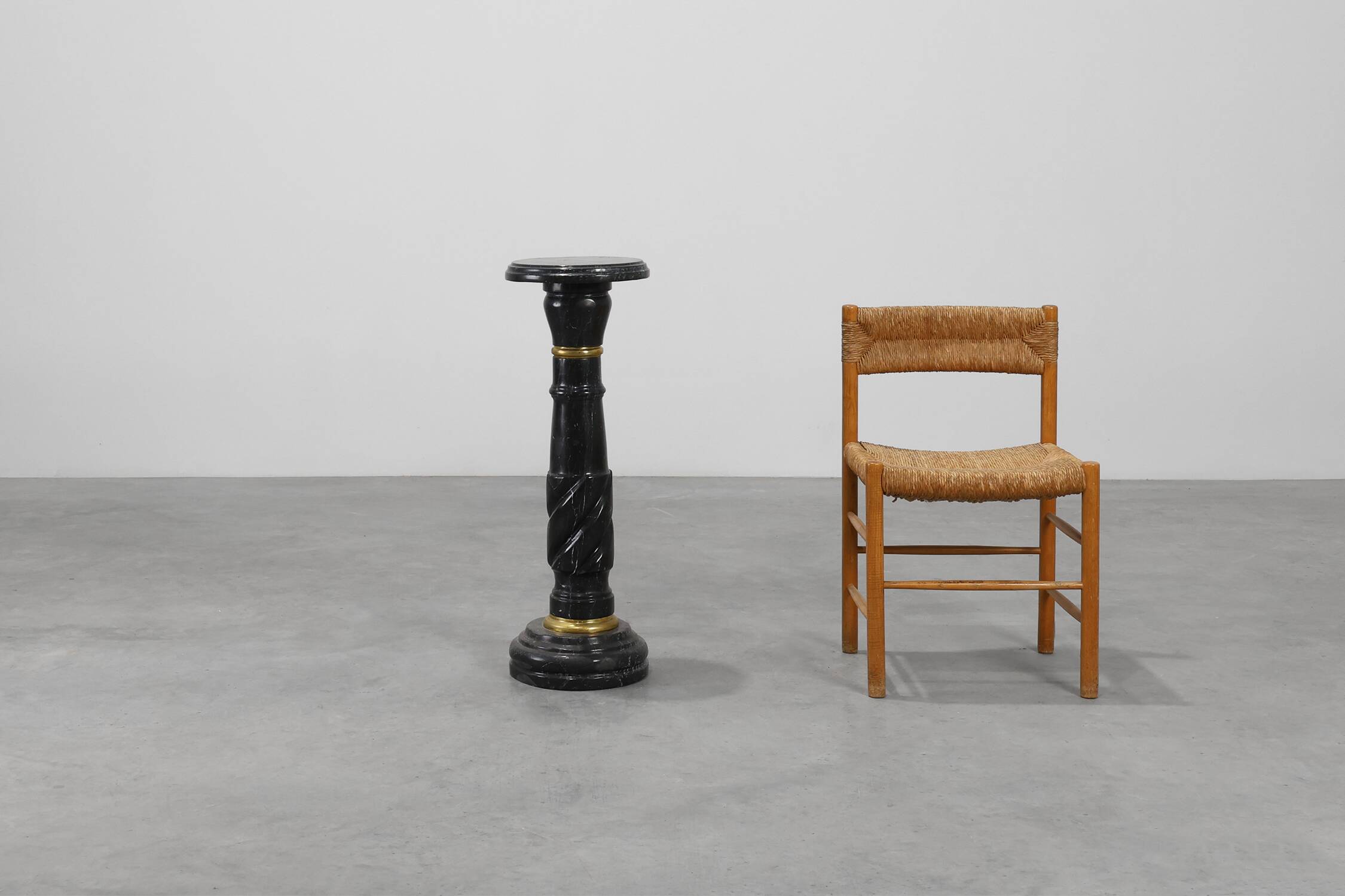 Antique Black Belgian Marble Column, France ca. 1900