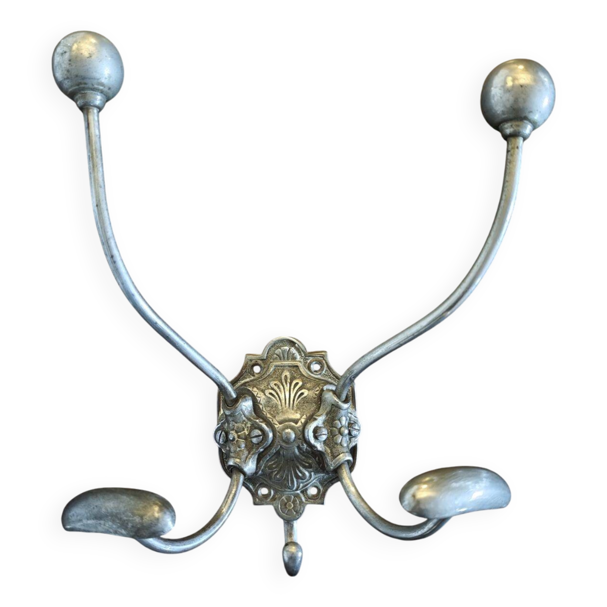 Cast iron and metal wall coat rack with hooks - Late 19th century