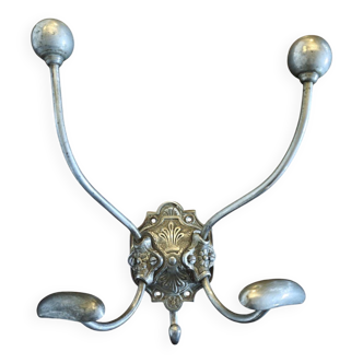Cast iron and metal wall coat rack with hooks - Late 19th century