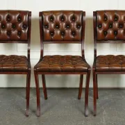 Chesterfield Leather Dining Chairs, Set of 6