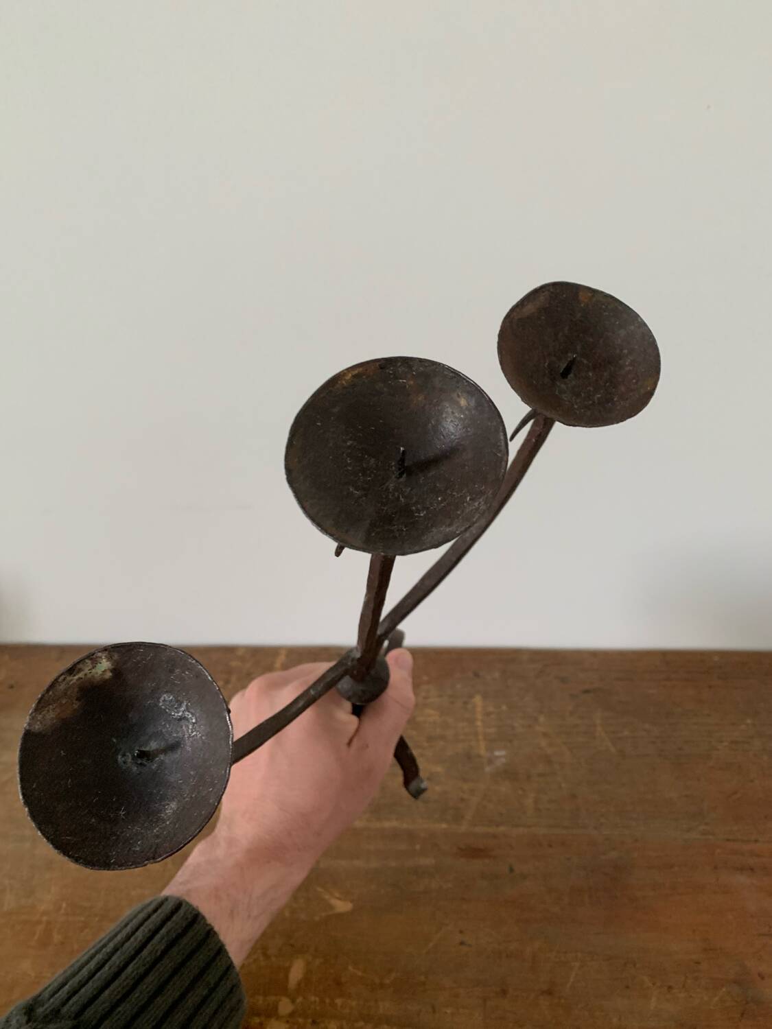 Brutalist Iron Candle Holder Circa 1970 Vintage