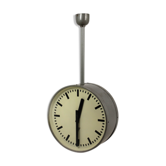 Double sided railway clock from pragotron, 1970