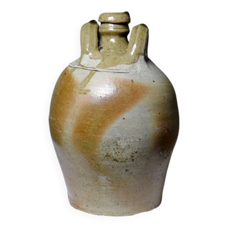 Small old oil jar 19th century French craftsmanship Puisaye