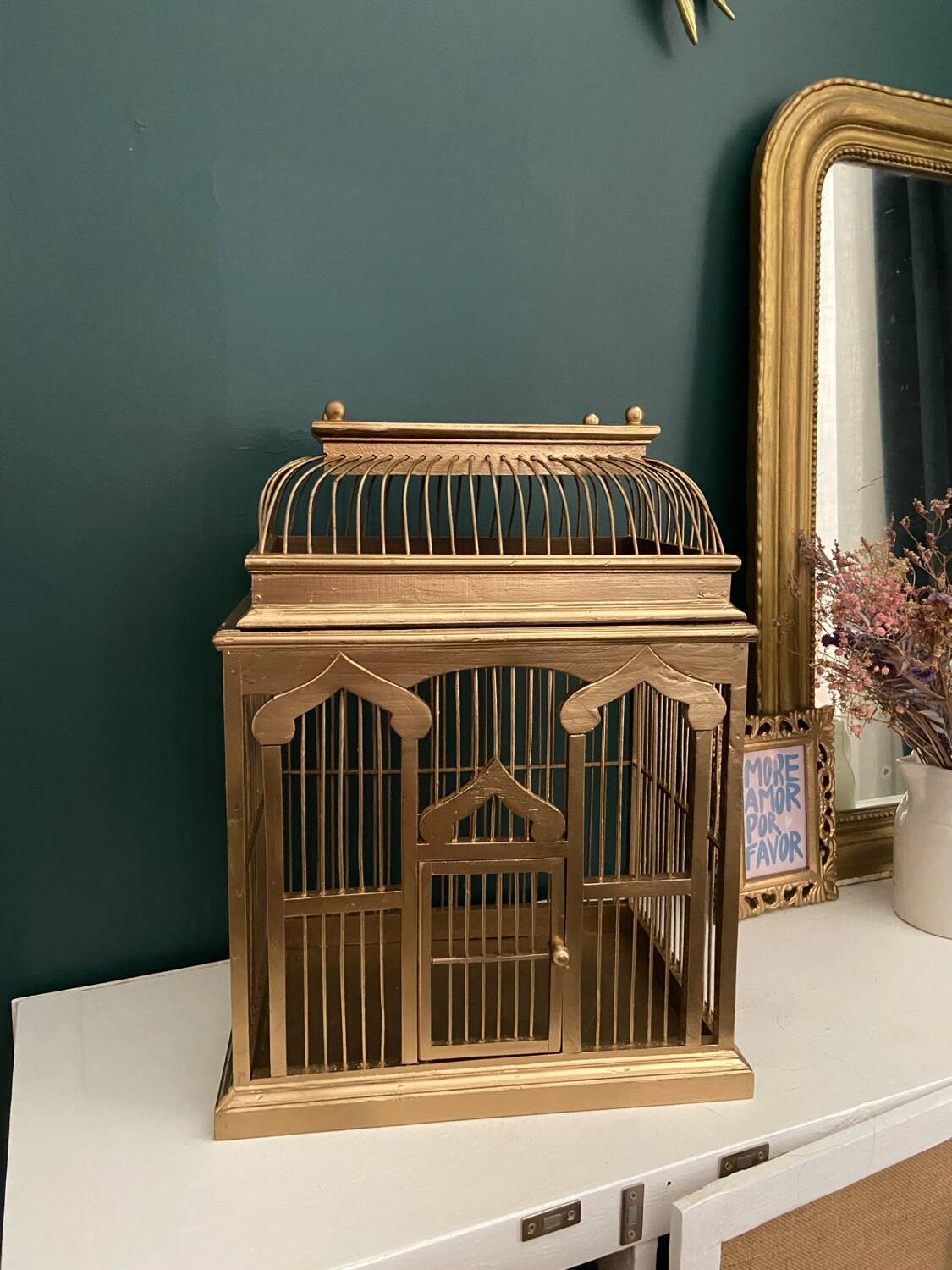 Cage à oiseaux vintage doré Colonial
