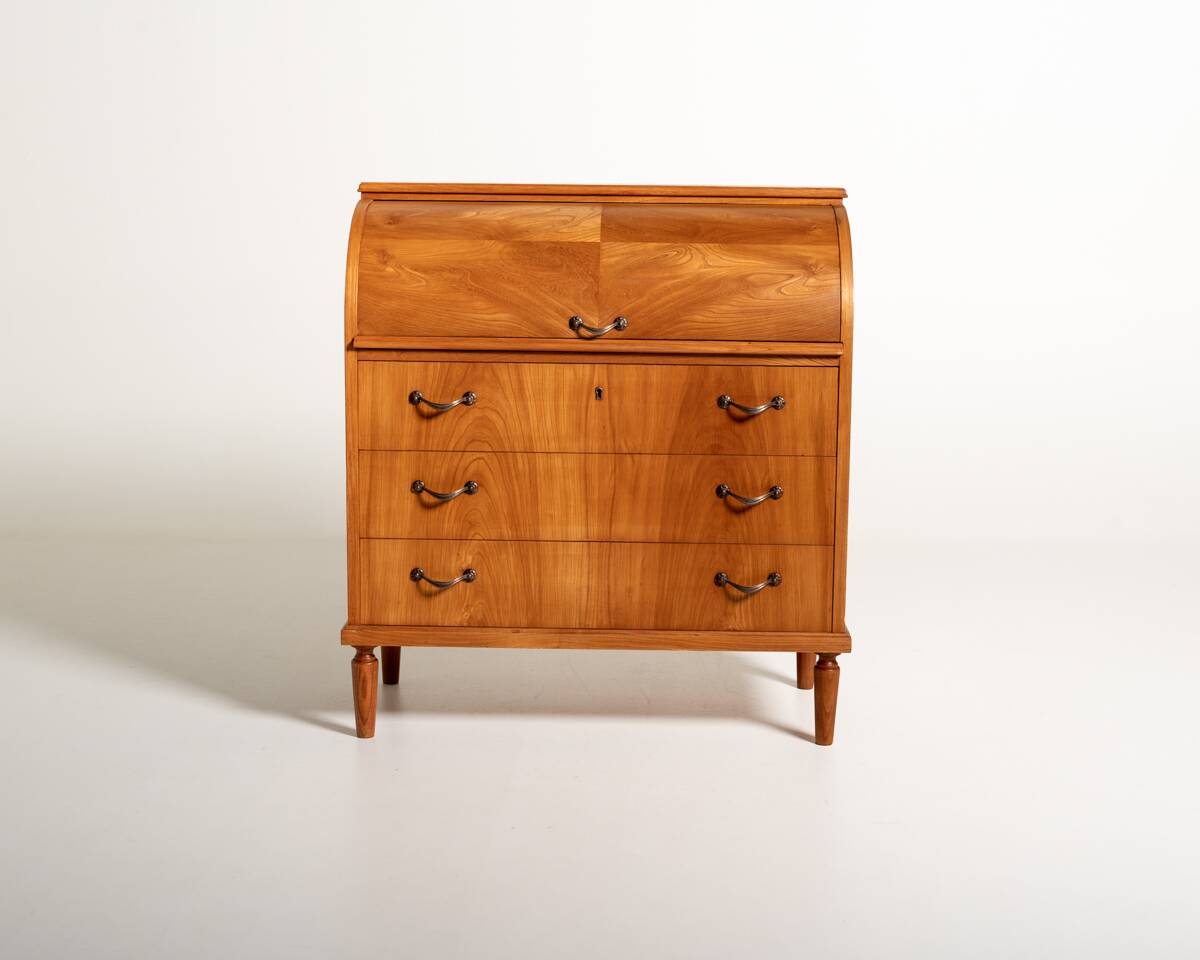 Vintage Scandinavian elm secretary, 1950s