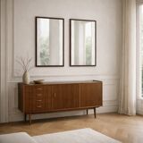 Set of 2 Scandinavian mirrors in glass & wood, Sweden, 1960, 80x50.