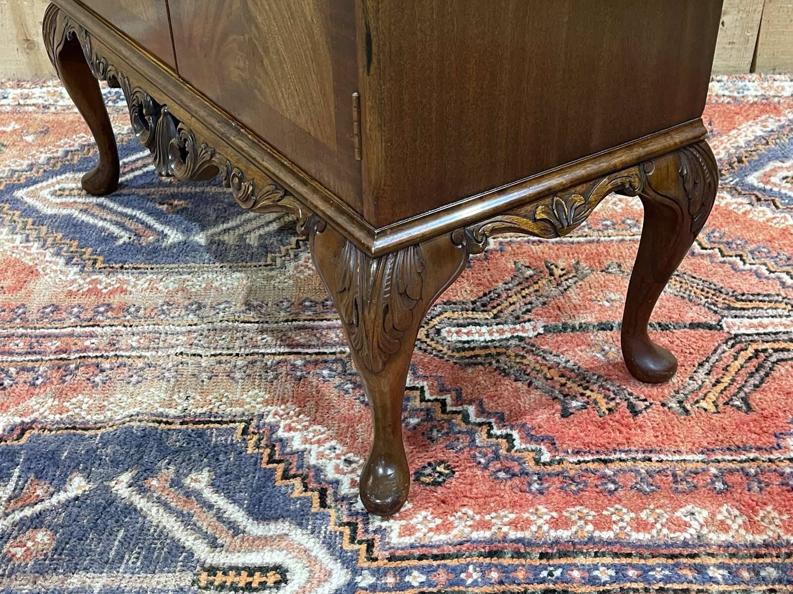 1950s Chippendale Mahogany Sideboard with Glass Top