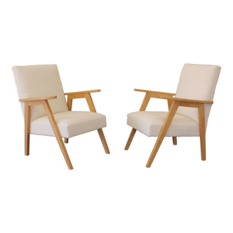 2 fauteuils scandinaves bouclette laine