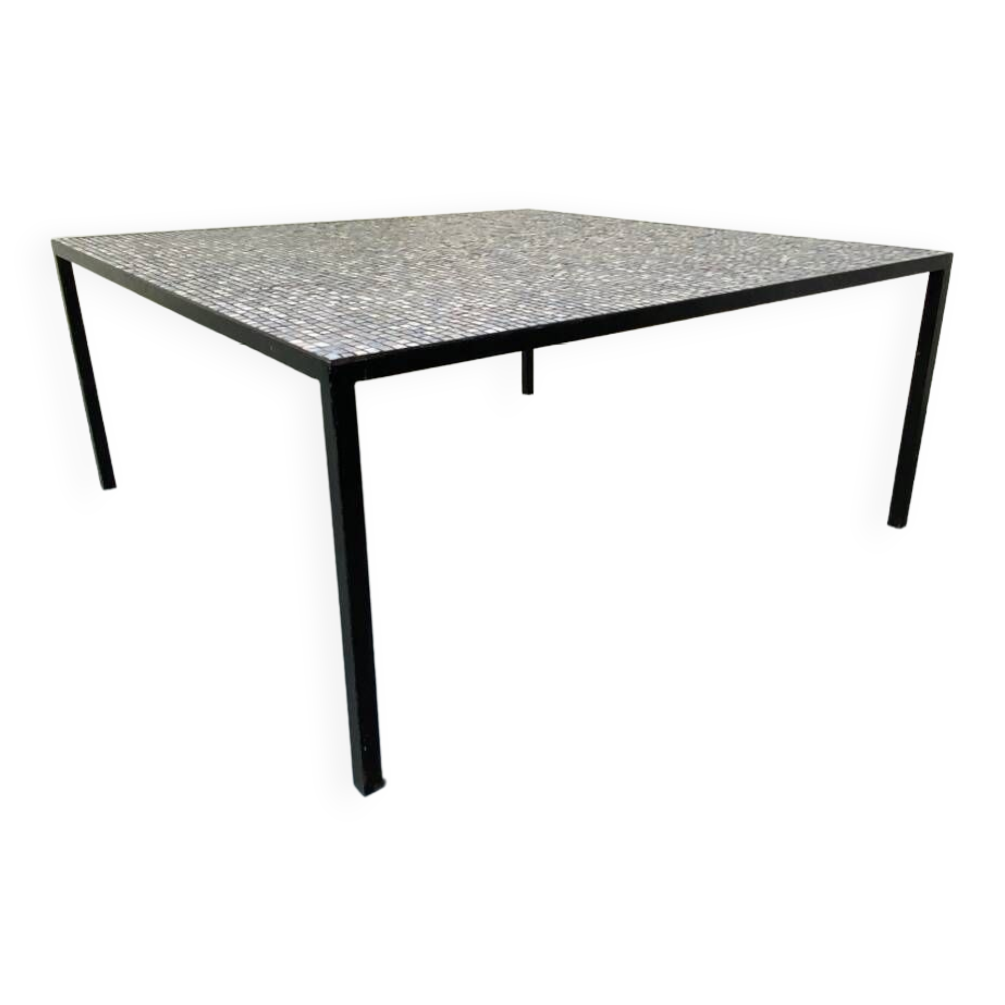 Mid-Century Modernist Rectangular Bleu Black Steel and Ceramic Coffee Table, 1960s
