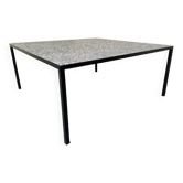 Table basse mid-century moderniste rectangulaire bleu en acier noir et céramique, 1960s