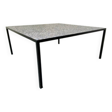 Mid-Century Modernist Rectangular Bleu Black Steel and Ceramic Coffee Table, 1960s