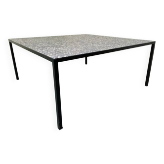 Mid-Century Modernist Rectangular Bleu Black Steel and Ceramic Coffee Table, 1960s