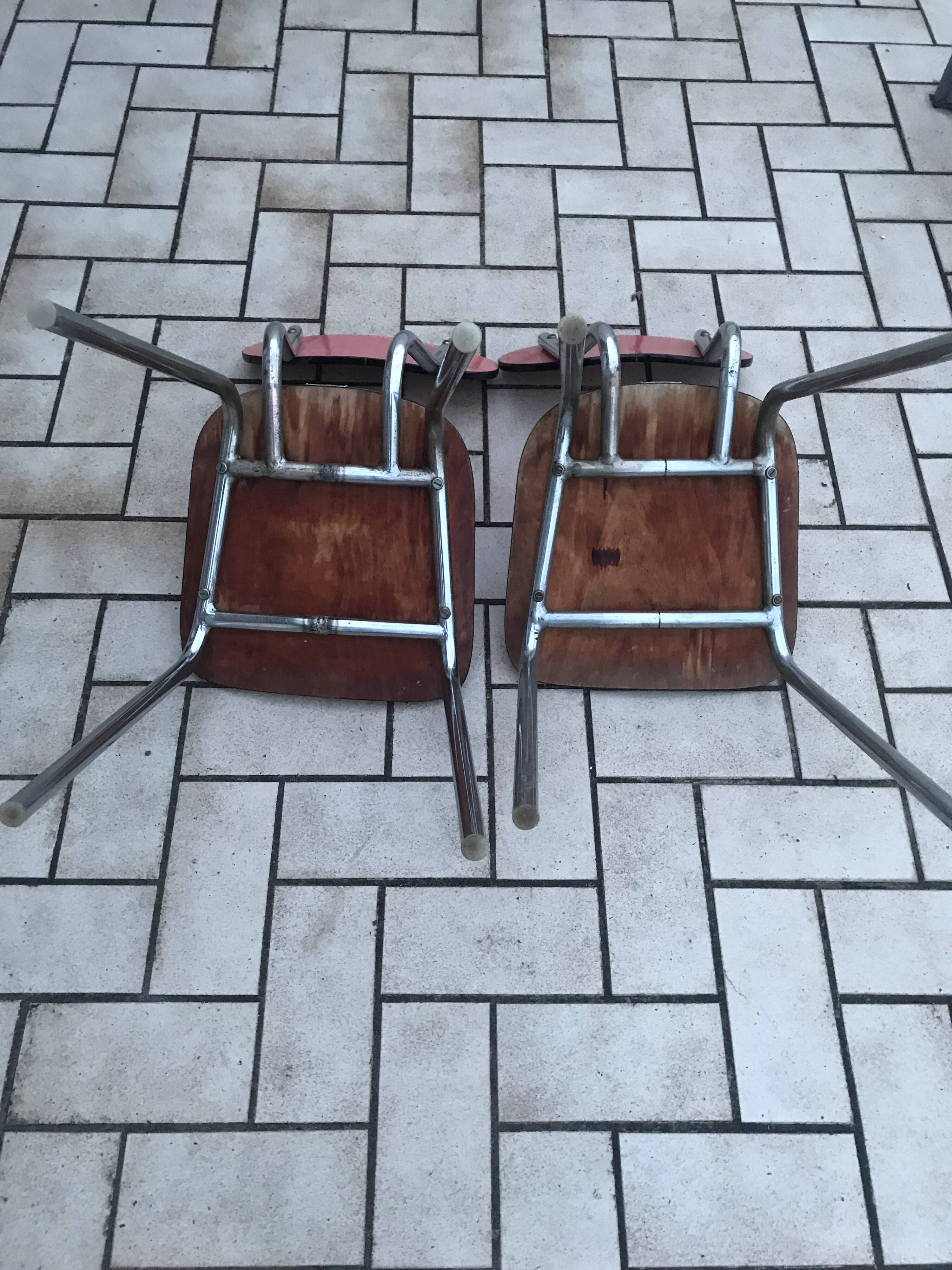 Red formica chairs