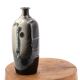Black bottle vase signed in ceramic, abstract decoration