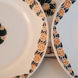 Flat earthenware plates old Badonviller model rosette vintage