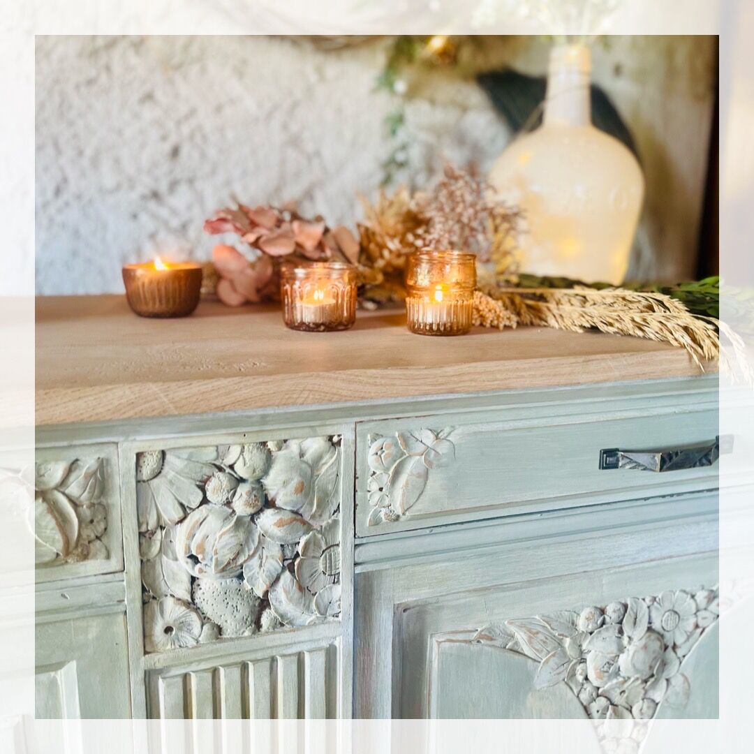Carved flowered sideboard